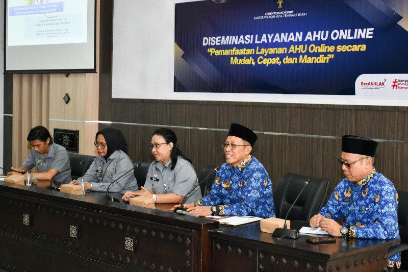 Foto Suasana Acara Diseminasi Layanan AHU Online yang berlangsung pada Senin (29/6/2026) di Rupatama II Kantor Bupati Lombok Timur (PKP Lotim)
